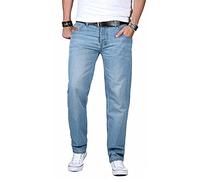 Maurelio Modriano Pantalones vaqueros para hombre de diseñador, pantalones vaqueros básicos, azul claro, 38W x 30L