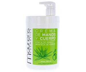 Maurens, Crema de Manos y Cuerpo. Crema Corporal para todas las zonas del cuerpo, manos, cara y cuerpo. Hidratante con Aloe Vera Español y Manteca de Karité. Formato familiar. 1000 ml.