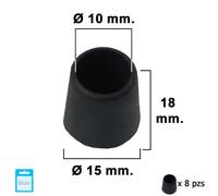 Maurer black conical end piece 10mm. blister pack with 8 pieces. conte