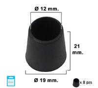 Maurer black conical end piece 14mm. blister pack with 8 pieces. conte