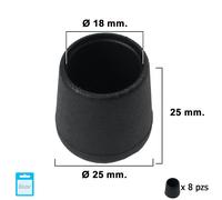 Maurer black conical end piece 18mm. blister pack with 8 pieces. conte