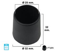 Maurer black conical end piece 25mm. blister pack with 4 pieces. conte