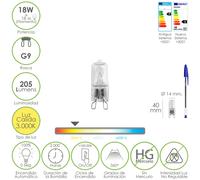 5X Maurer Lámpara Halógena Bispina 3000K Base G9 W 18 - Lúmenes 205