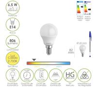 Maurer bombilla led esfera rosca e14. 6.5 watt. equivale a 50 watt. 80