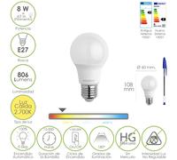 Maurer bombilla led estandar rosca e27. 8 watt. equivale a 65 watt. 80