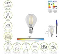 Maurer bombilla led filamento esfera rosca e14. 4,5 watt. equivale a 3