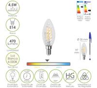 Maurer bombilla led filamento vela twist. e14. 4,5 watt. equivale a 35