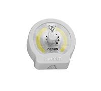 MAURER Linterna LED Armario Dinmerable A Pilas (3 AAA) 220 Lumenes Con Iman, Gancho y Adhesivo