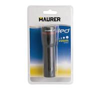 MAURER Linterna LED De Mano A Pilas (3 AAA) 50 Lumenes Con Mango Engomado y Función Zoom