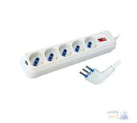 Maurer MultiToma 5 Salidas Enchufe 2P+T 10A Toma Bipolar + Schuko Con Luz