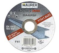 Maurer Plus - Muela abrasiva para corte de acero inoxidable, medida 115 x 1,6 mm, orificio 22 mm