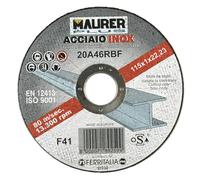Maurer Plus - Muela abrasiva para corte de acero inoxidable, tamaño 115 x 1 mm, orificio de 22 mm