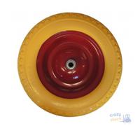 Maurer Rueda Completa PU Amarillo para Carretilla 170168 Disco Hierro Eje CM 15