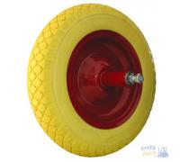 Maurer Rueda Poliuretano Completa Amarillo Carretilla Disco Hierro Eje CM 26