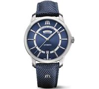 MAURICE LACROIX Pontos Day Date PT6358-SS004-431-4 - Reloj de pulsera para hombre (analógico, automático, correa de piel textil), color azul, azul, Clásico