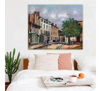 Maurice Utrillo "Una calle en Saint-Léger, 1928" Impresiones en lienzo Pinturas al óleo Fondo decorativo Decoración de pared 50x60cm Sin marco