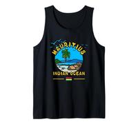 Mauricio Océano Índico Palmera Playa Bandera Isla Recuerdo Camiseta sin Mangas