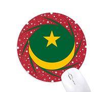 Mauritania Africa National Emblem Wheel mouse pad de goma roja redonda