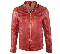 Mauritius Camren Slim Fit NSLVW Hombre Chaqueta de Cuero Rojo M 100% cuero Estrechos