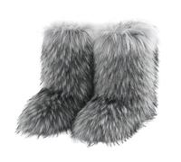 Mauro - Botas de mujer de moda casual de invierno al aire libre deportivas de colores cálidos de lana como botas de media pantorrilla botas bajas del oeste, gris, 38 EU