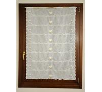 mauro Cortina de Visillo con Bordado Floral - Voile de poliéster Efecto Lino - Blanco - Ancho 45/60/90 cm Alto 64 a 241 cm - 60 x 241 cm