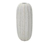 Mauro Ferretti Italian Design Jarrón de Resina Leaf Ø 18,5 x 46 cm, Color Dorado y Blanco