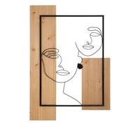 Mauro Ferretti Italian Design Panel de Pared con Caras de Hierro y Madera, 90 x 63 x 2 cm