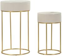 Mauro Ferretti Juego de 2 mesas altas redondas de terciopelo crema cm ø 50x90-40x70