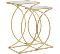Mauro Ferretti Juego de 2 mesas cuadradas en metal dorado cm 35x35x70-30x30x60