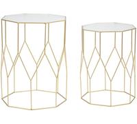 Mauro Ferretti Juego de 2 mesas en metal dorado y vidrio cm 37x37x47-31x31x42