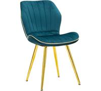 Mauro Ferretti Juego de 2 sillas de tela azul con patas doradas cm 46x58x77