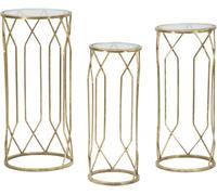 Mauro Ferretti Juego de 3 mesas redondas en metal dorado ø cm 32x71-28x65-23x61