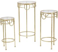 Mauro Ferretti Juego de 3 mesas redondas en metal dorado ø cm 33x70-28x60-23x50
