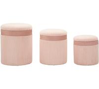 Mauro Ferretti Juego de 3 puf con contenedor color rosa cm ø 40,5x49,5-35x42-31x38