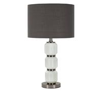 Mauro Ferretti Lámpara de mesa Bright Three cristal y terciopelo gris Ø 32,5 x 57