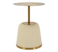 Mauro Ferretti Mesa auxiliar Egle blanca Ø 40 x 55 cm Metal y PU Gold