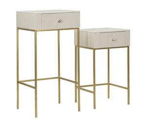 Mauro Ferretti Mesas altas para boda, cuadradas, MDF y metal, color crema y oro, 90 x 45 x 45 cm
