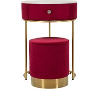 Mauro Ferretti Mesita de noche/tocador con puf de terciopelo cm ø 52x70 - ø 36x39