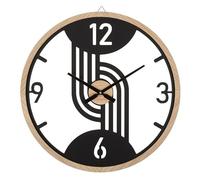 Mauro Ferretti Reloj de pared Clips 60X2,5 in de diámetro de metal y madera, color negro y marrón