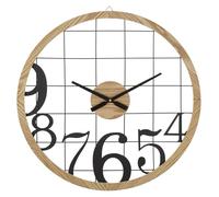 Mauro Ferretti Reloj de pared Numbers cm Ø 60 x 2,5 metal y madera negro y marrón