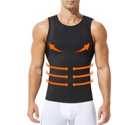 Mauro Kane Camiseta Reductora Hombre Camisa de Compresión Camiseta Adelgazante Chaleco Reductor Body Shaper Faja Deportivas, Negro, L