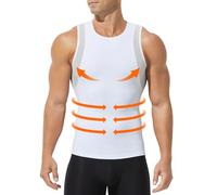Mauro Kane Camiseta Reductora Hombre Camisa de Compresión Camiseta Adelgazante Chaleco Reductor Body Shaper Faja Deportivas, Blanco, XXL