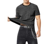 Mauro Kane Camisetas Lentejuelas Hombre Manga Corta Camiseta Brillante T-Shirt Rock Festival Fiesta Discoteca Jazz Dance Clubwear Punk Metalizada Negro XXL