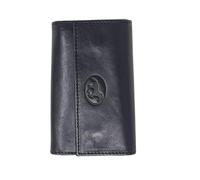 Mauro Pelletteria Llavero de piel para hombre, cerrado, 12 ganchos, estuche llavero doble compartimento, de piel auténtica, fabricado en Italia, Negro , Talla única, Contemporáneo