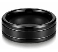 Mauro Vinci Anillo para hombre negro de 8 mm - Anillo de hombre de tungsteno negro - Anillo negro de carburo de tungsteno, talla 12