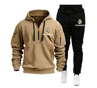 MAUXpIAO Hombres/mujeres Rěǎī-Mǎdrid algodón sudadera con capucha pantalones traje ropa deportiva clásica ropa casual para correr gimnasio/A1/XXL