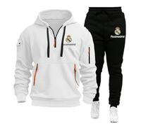 MAUXpIAO Hombres/mujeres Rěǎī-Mǎdrid algodón sudadera con capucha pantalones traje ropa deportiva clásica ropa casual para correr gimnasio/a5/XL