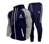 MAUXpIAO Hombres/mujeres Rěǎī-Mǎdrid algodón sudadera con capucha pantalones traje ropa deportiva clásica ropa casual para correr chándal/C/XL