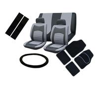 MAUXpIAO Juego de fundas de asiento compatible con Fiat 500 kit interior completo incluye fundas de asiento alfombrillas y funda de volante accesorios para coche Diseño Antideslizante/C/A