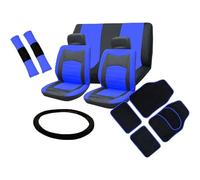 MAUXpIAO Juego de fundas de asiento compatible con Fiat 500 kit interior completo incluye fundas de asiento alfombrillas y funda de volante accesorios para coche Diseño Antideslizante/D/A